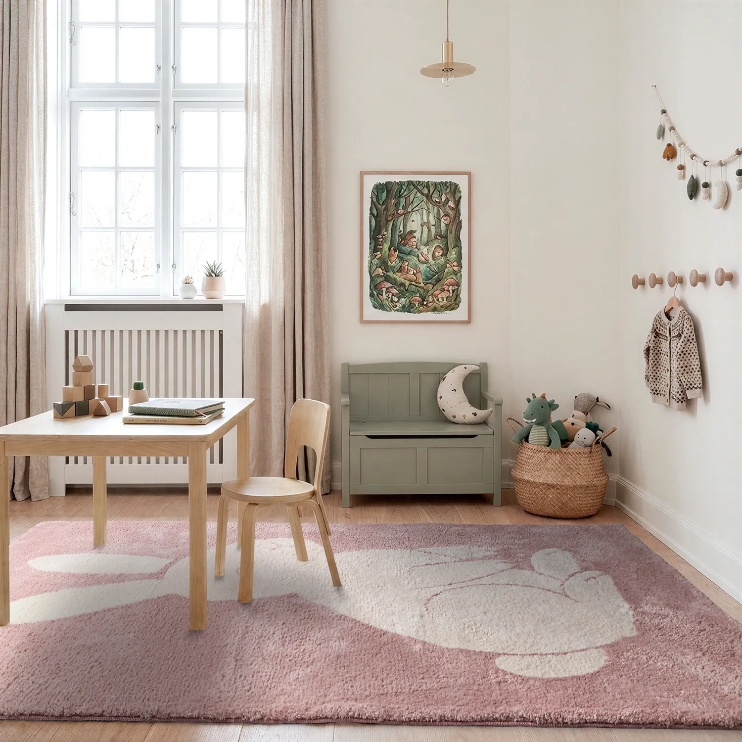 Kinderteppich - Soft Bunny (rosa/creme)