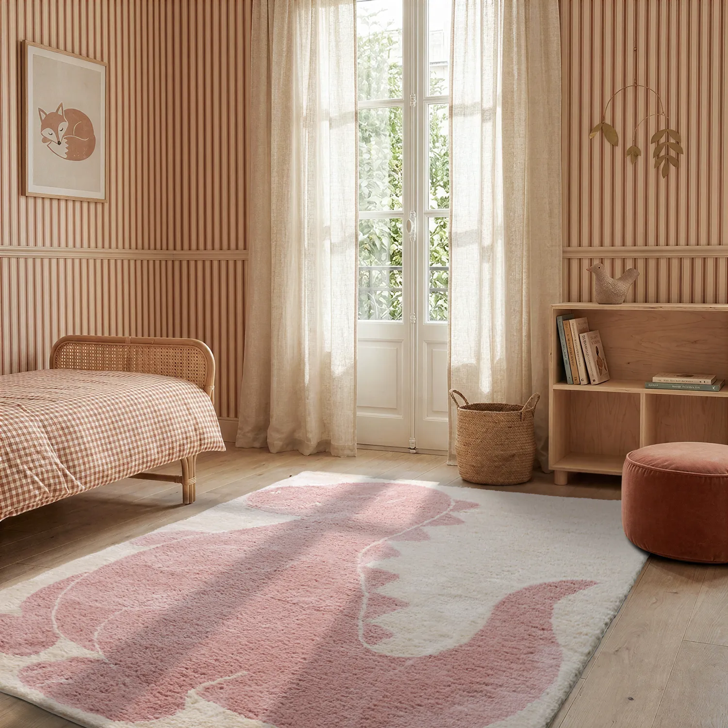 Kinderteppich - Soft Dino (creme/rosa)