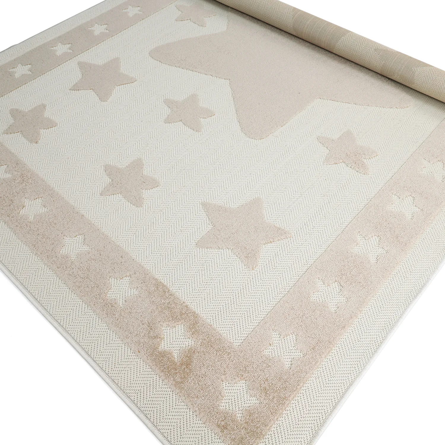 Kinderteppich - Star Frame (creme/braun)