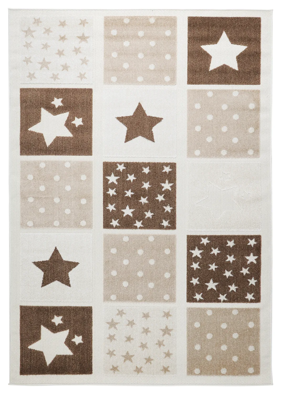 Kinderteppich - Star Grid (creme/braun)