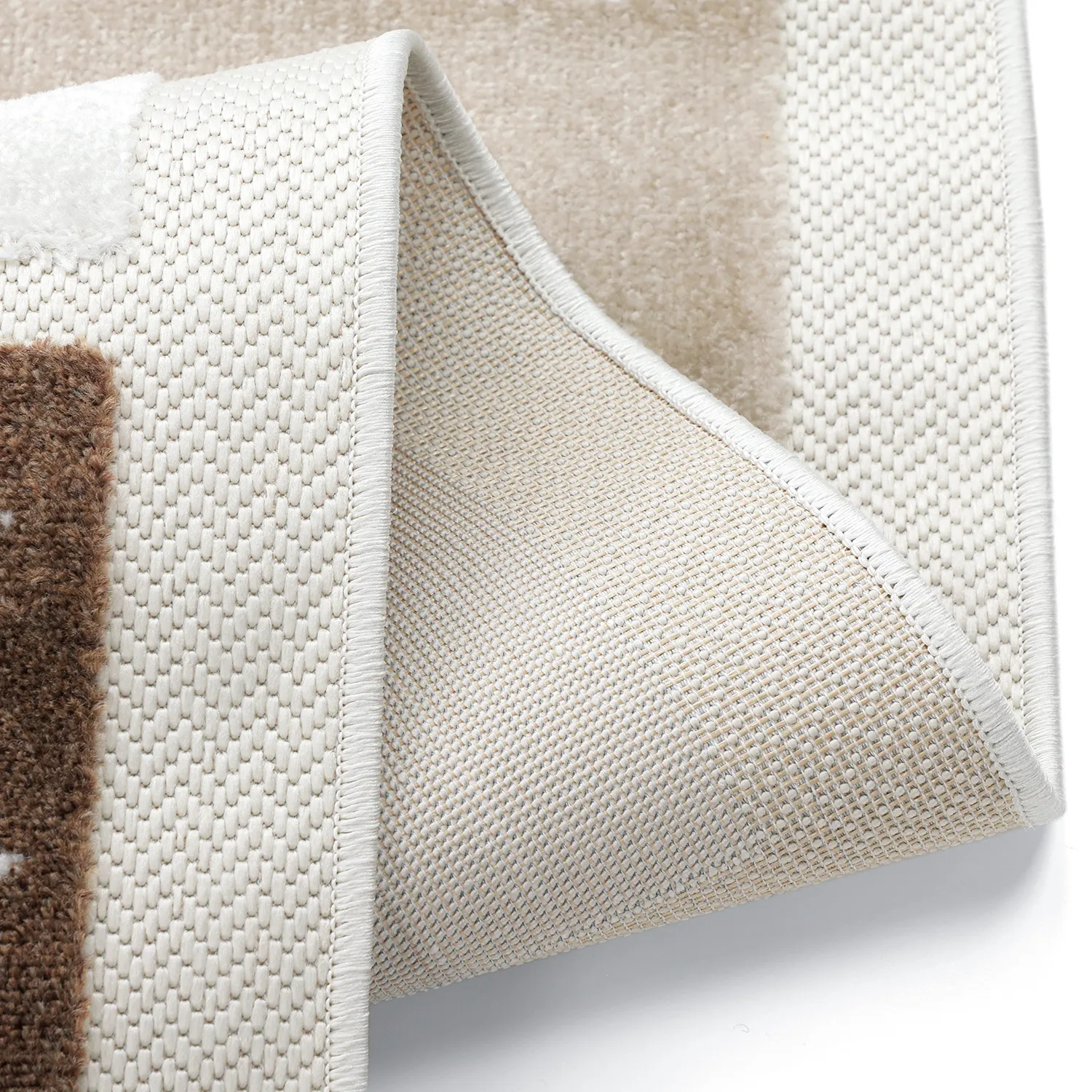 Kinderteppich - Star Grid (creme/braun)