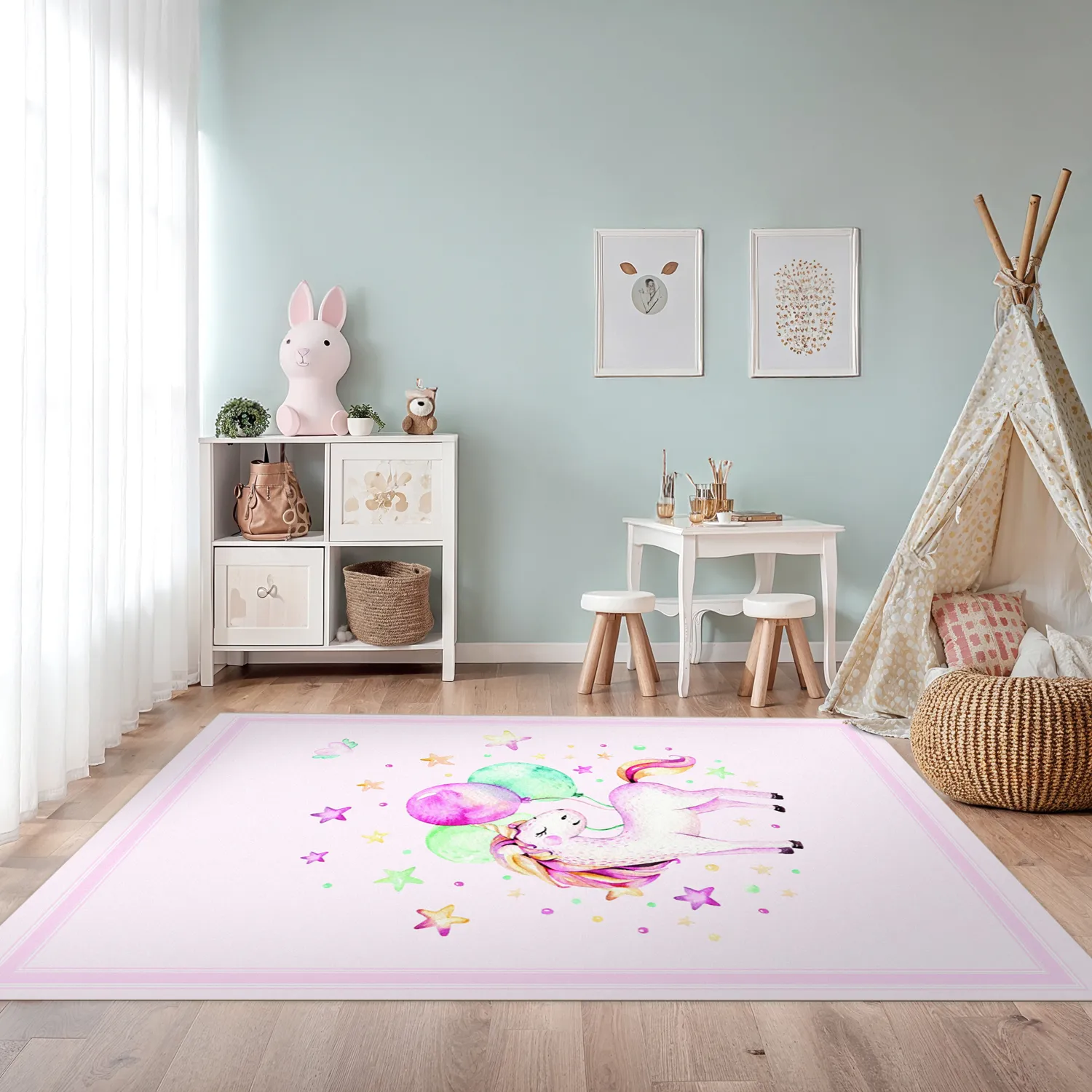 Kinderteppich - Unicorn Balloon (rosa)