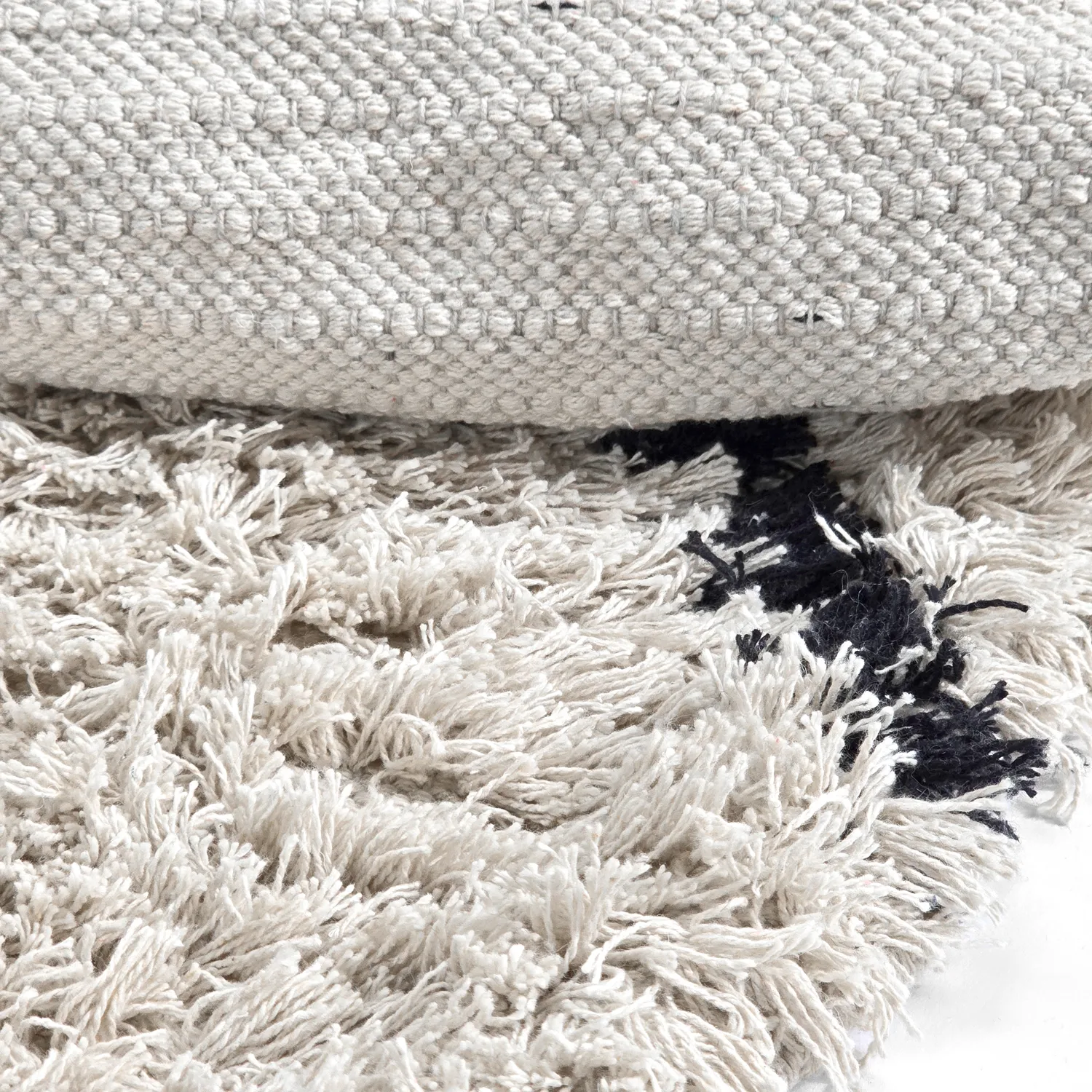 Rund Teppich - Alcott Natural Cotton Shaggy (schwarz/weiß)