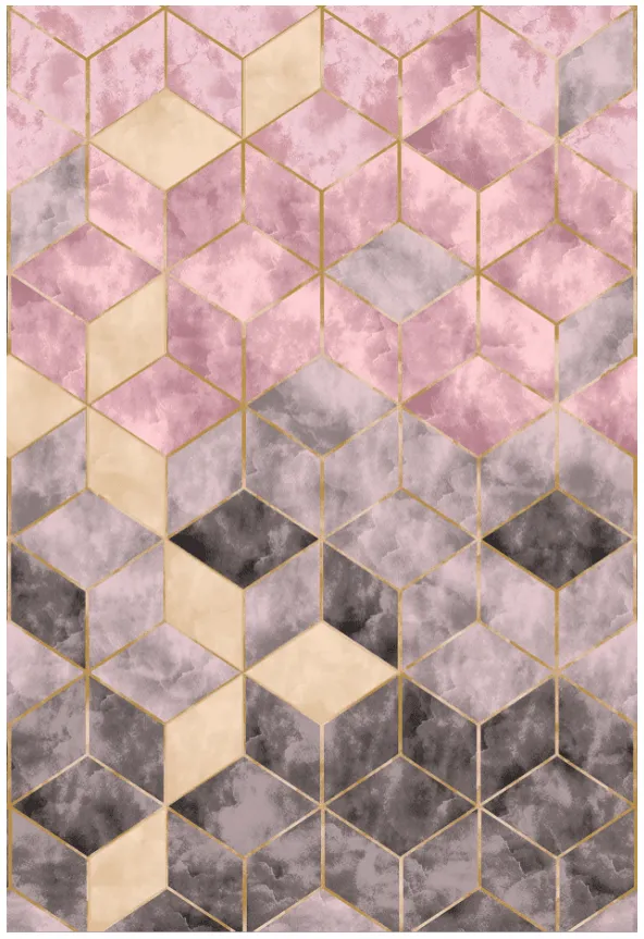 Wilton-Teppich - Brendola (rosa/grau/gold)