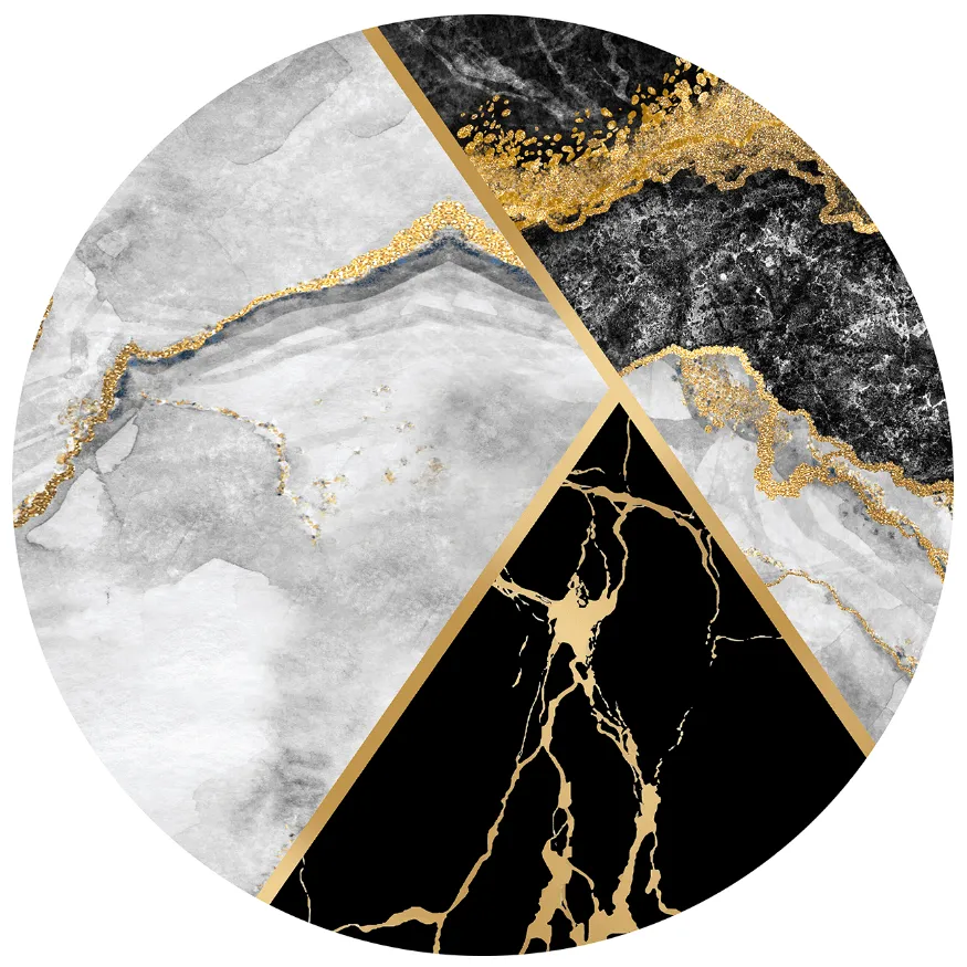 Rund Teppich - Cassa (grau/schwarz/gold)