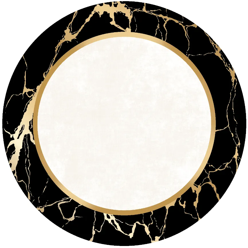 Rund Teppich - Cerasia (schwarz/weiß/gold)