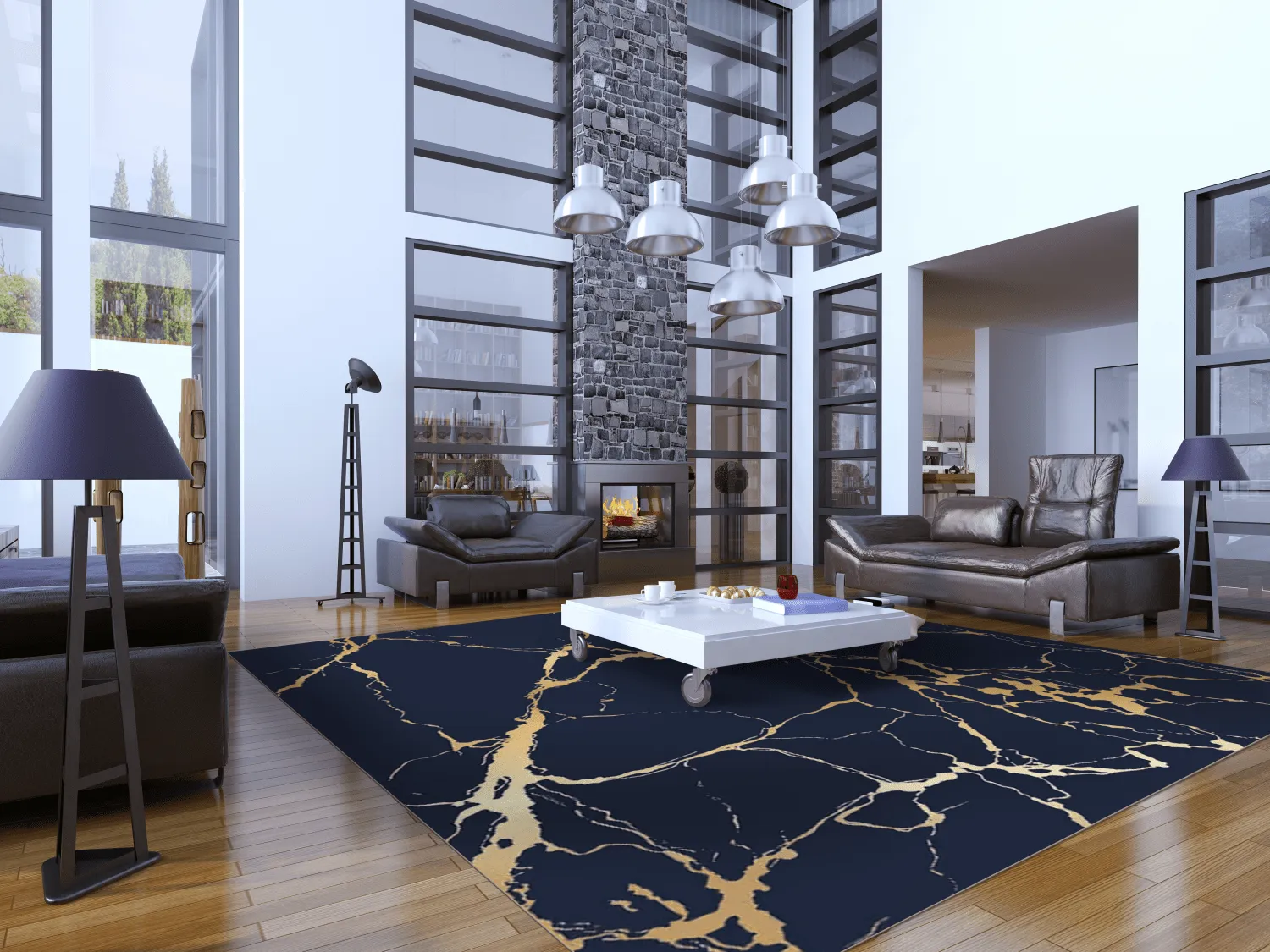 Wilton-Teppich - Cesina (schwarz/gold)