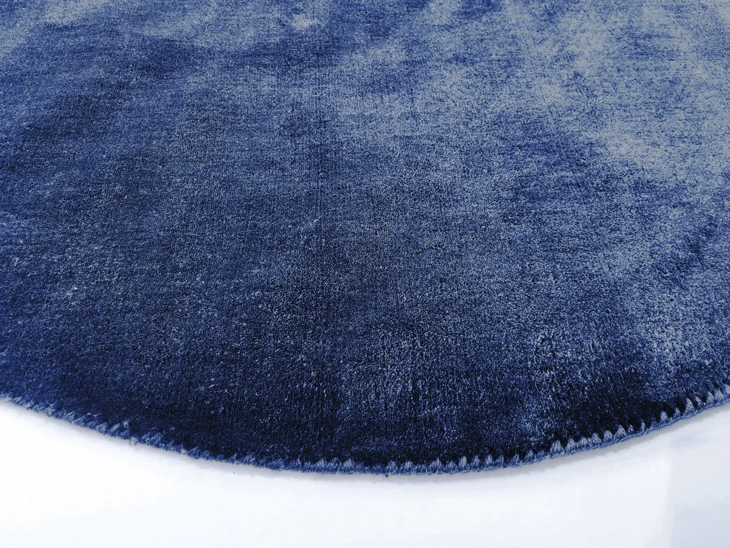Rund Teppich - Recycled PET with viscose look (navy)