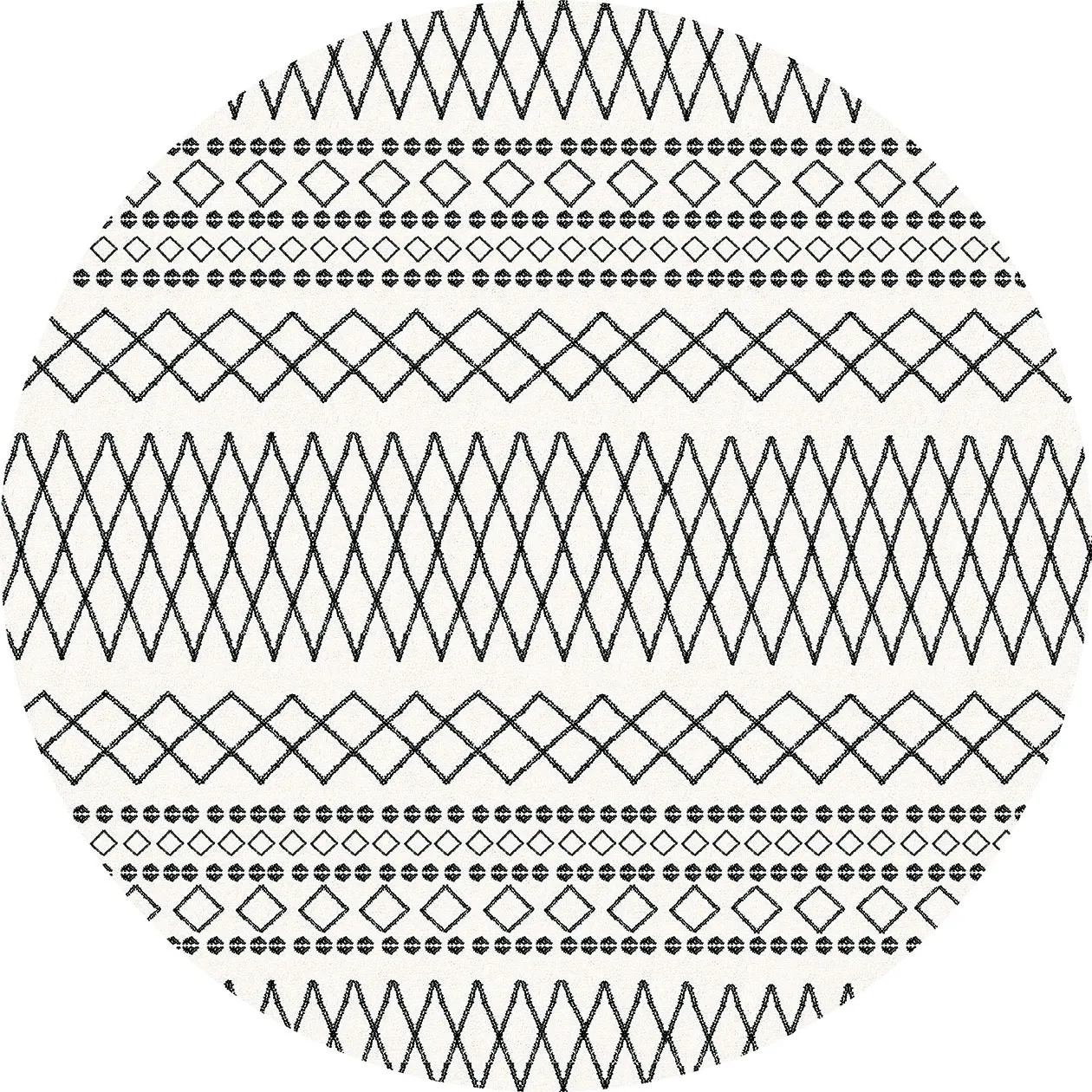 Rund Teppich - Safi (schwarz/weiß)