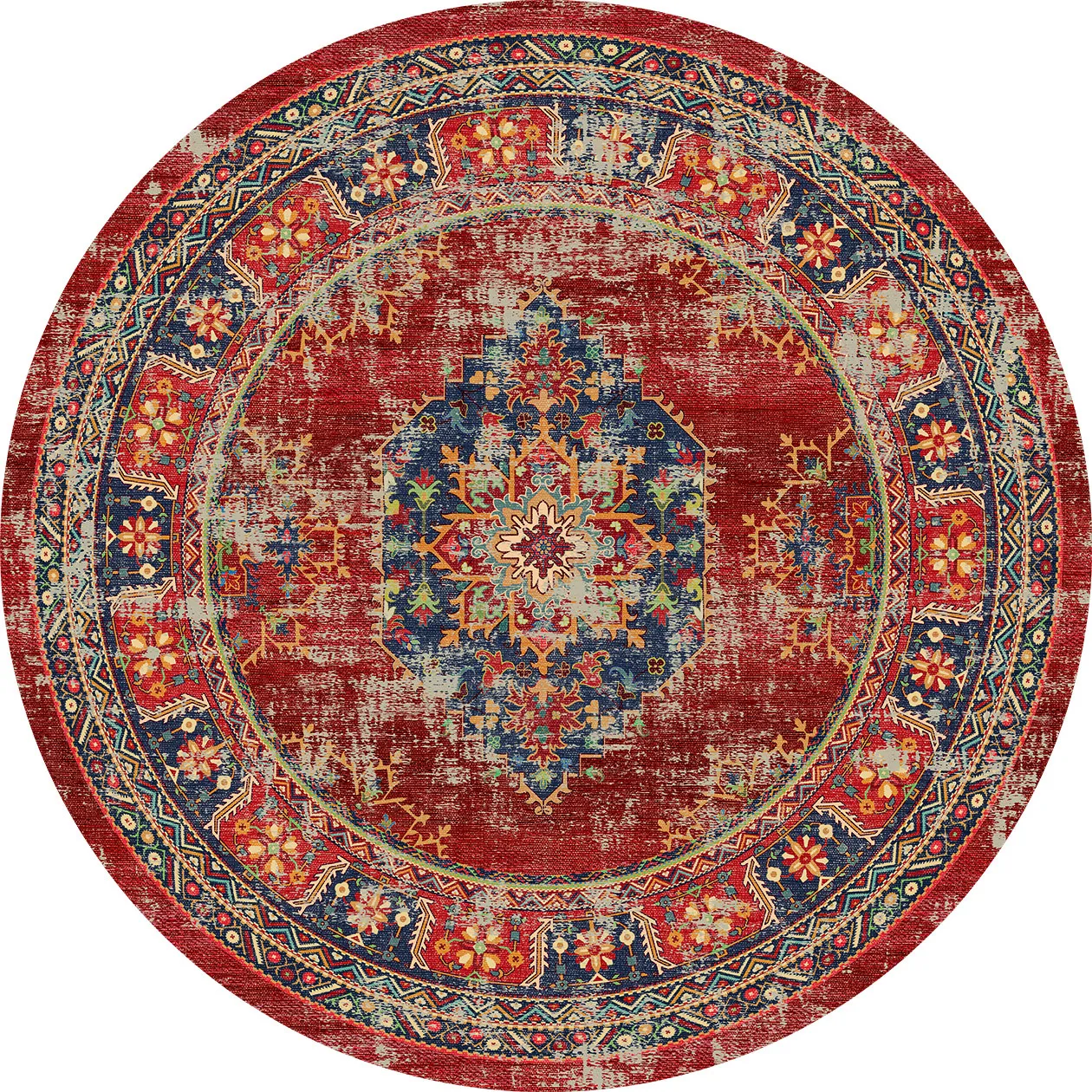 Rund Teppich - Soussi (rot/multi)