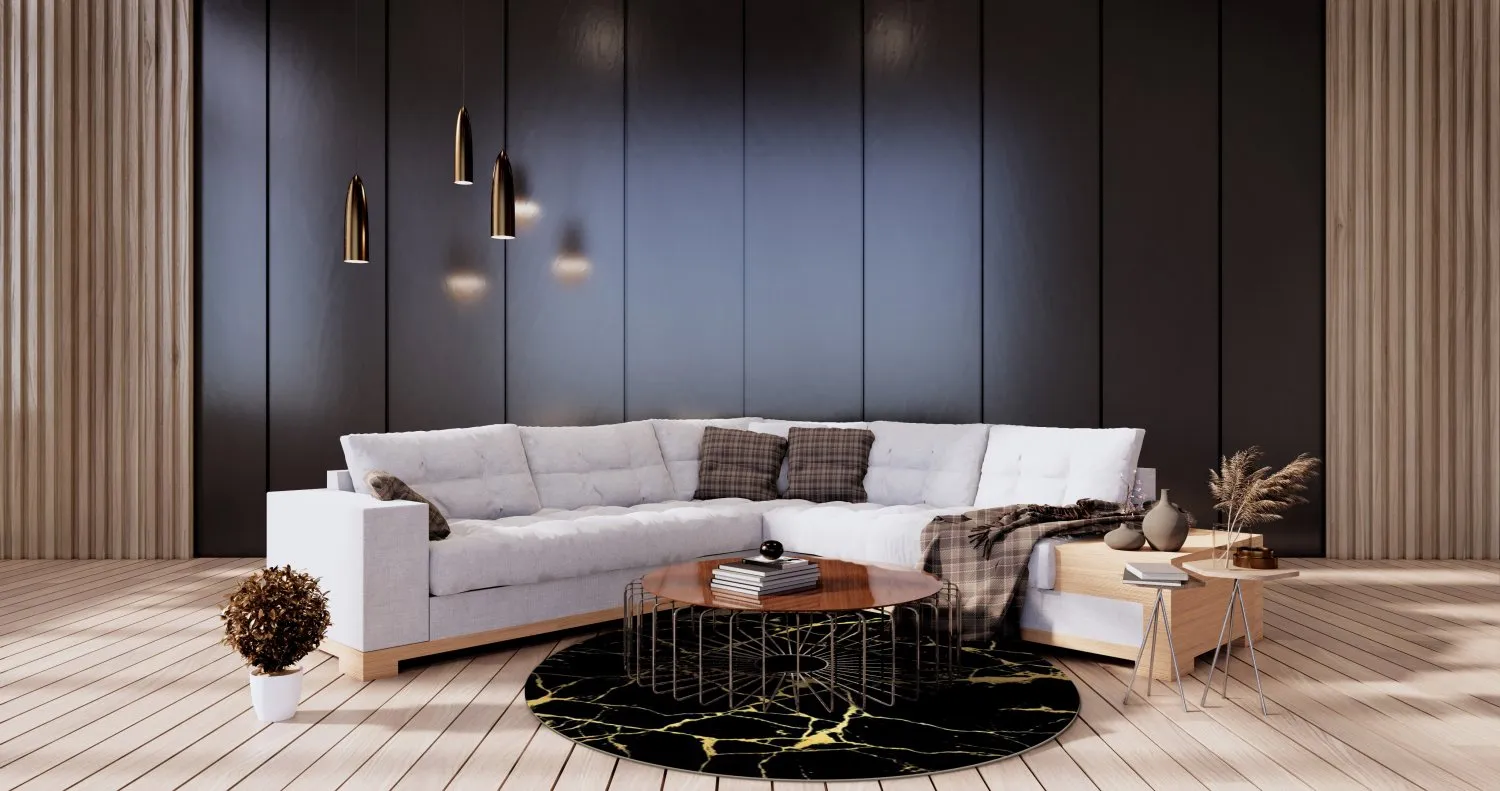 Rund Teppich - Vieste (schwarz/gold)