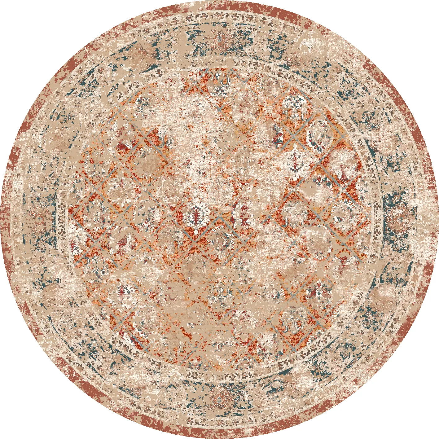 Rund Teppich - Douz (rot/multi)