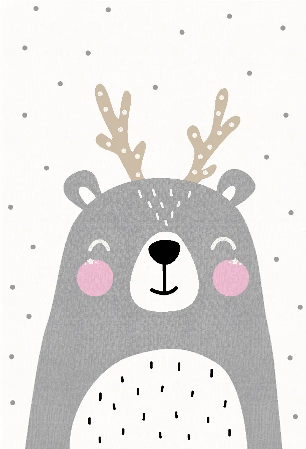 Kinderteppich - Happy Bear (Weiß)