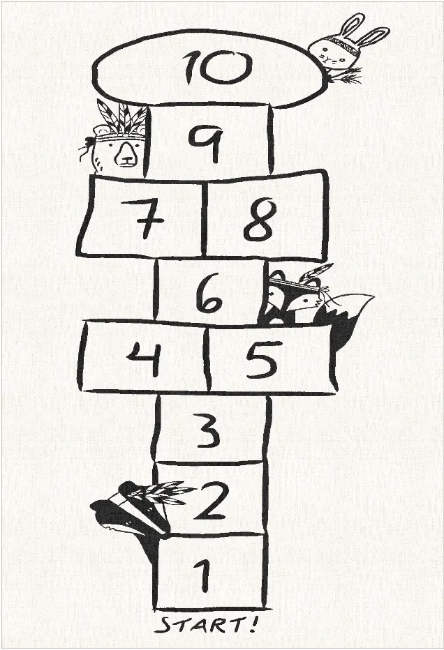 Kinderteppich - Hopscotch Animals (Weiß)