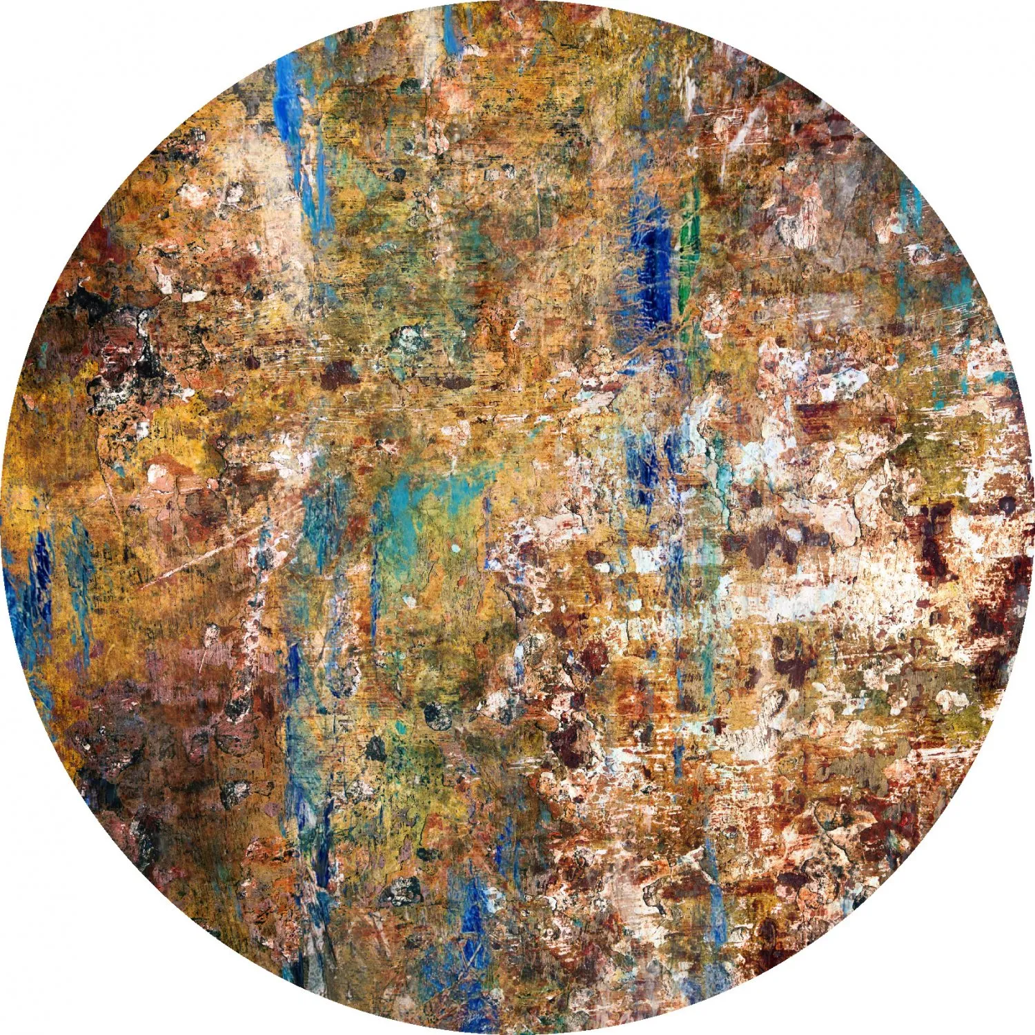 Rund Teppich - Trepito (braun/blau/multi)
