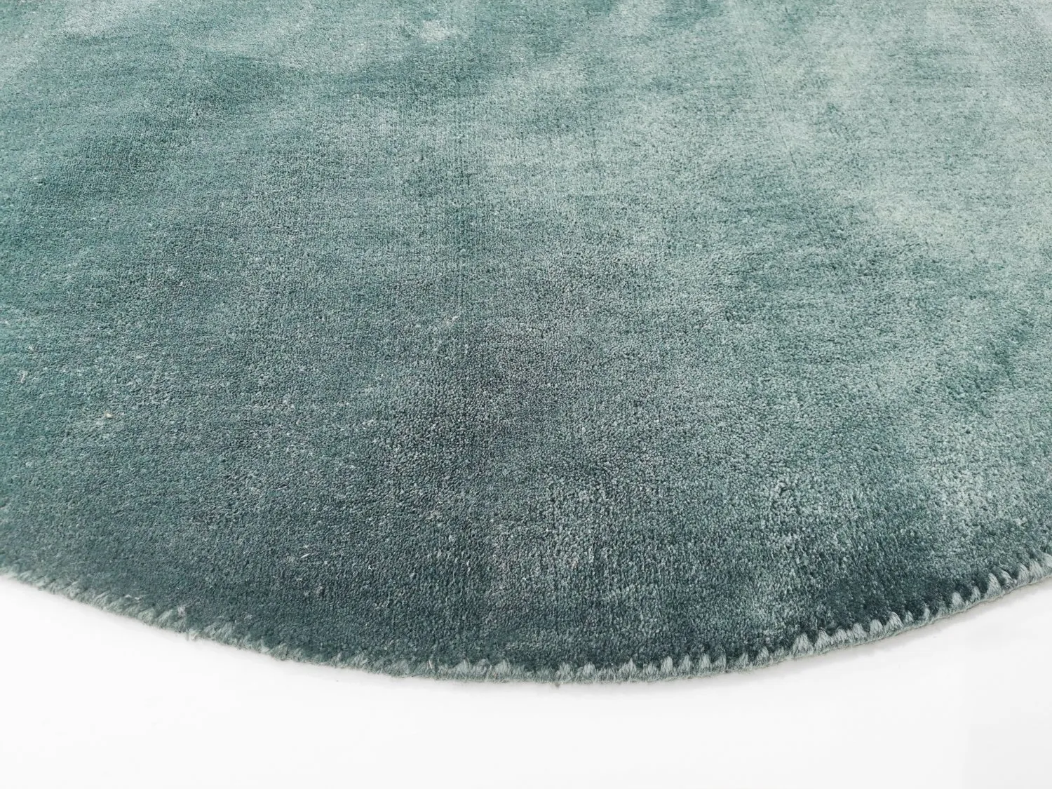 Rund Teppich - Recycled PET with viscose look (stahlblau)