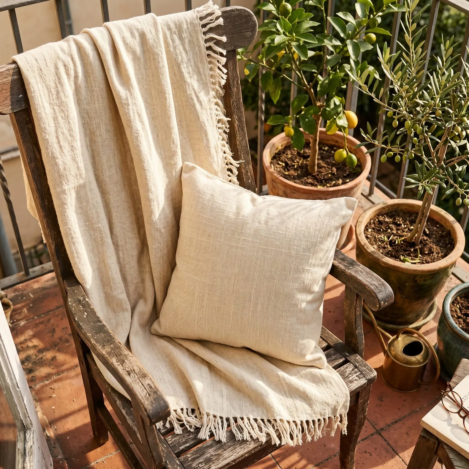 Decken - Veya cotton throw (creme)