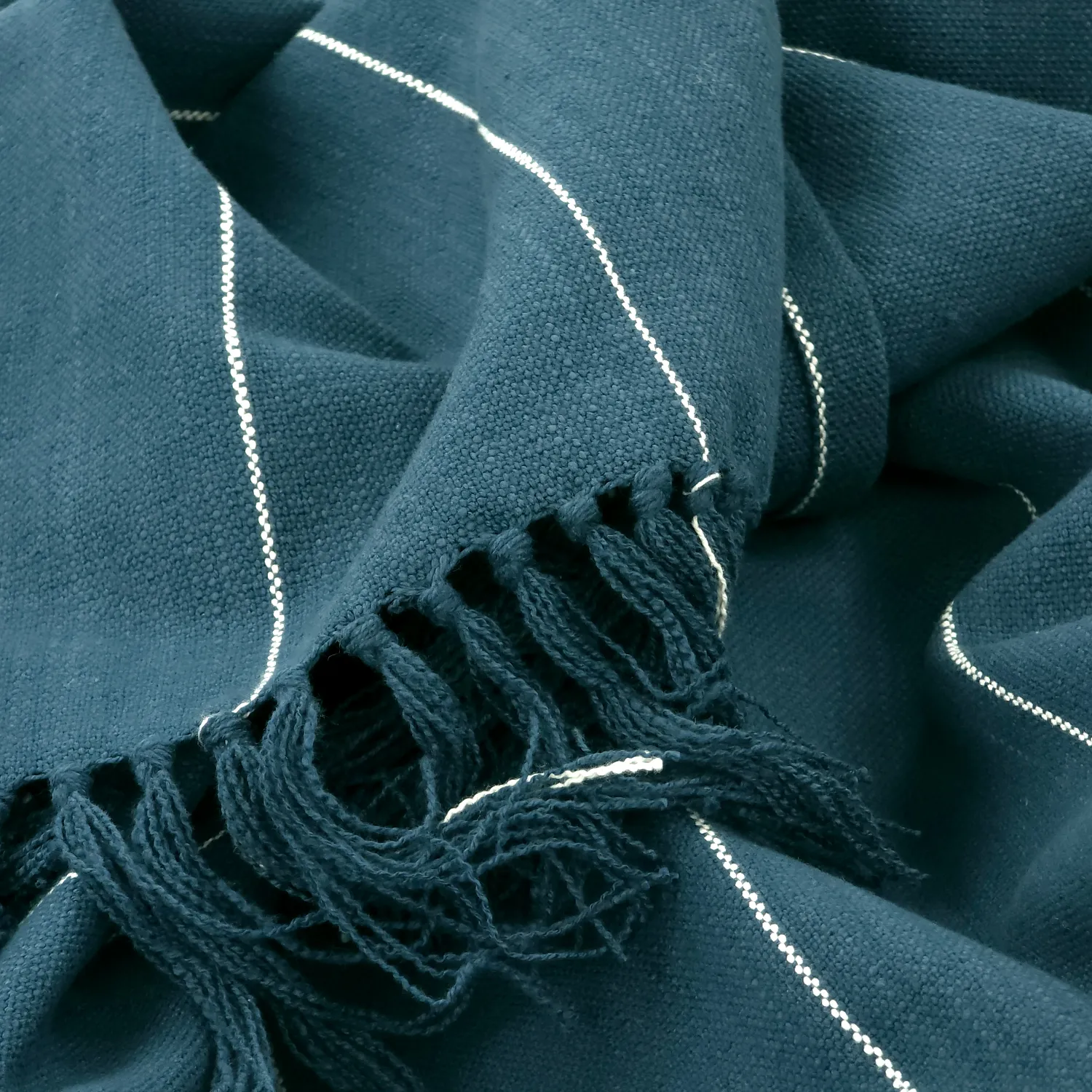 Decken - Baumwolldecke - Martina Stripe (blau/weiß)