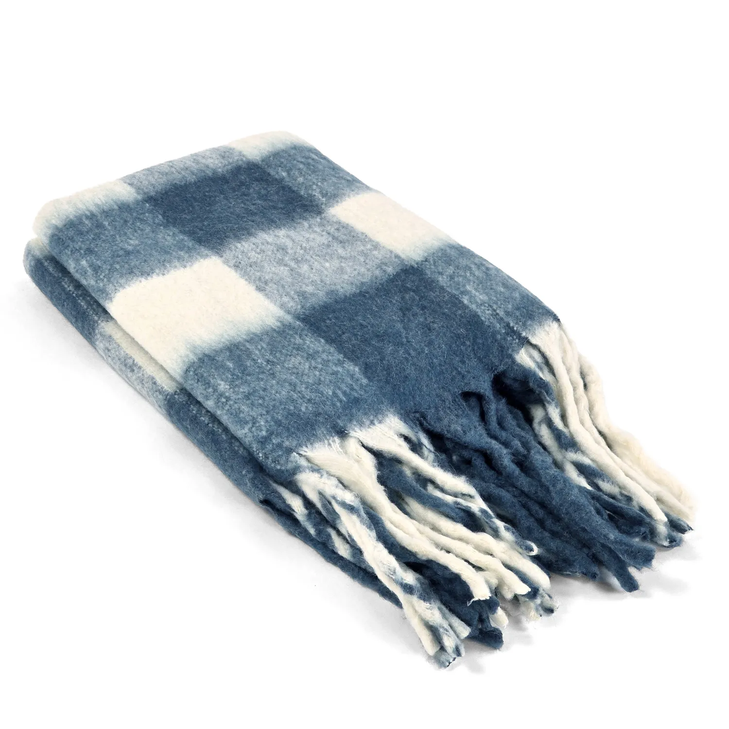 Decken - Überwurf aus Wollmischung - Phoebe (blau)