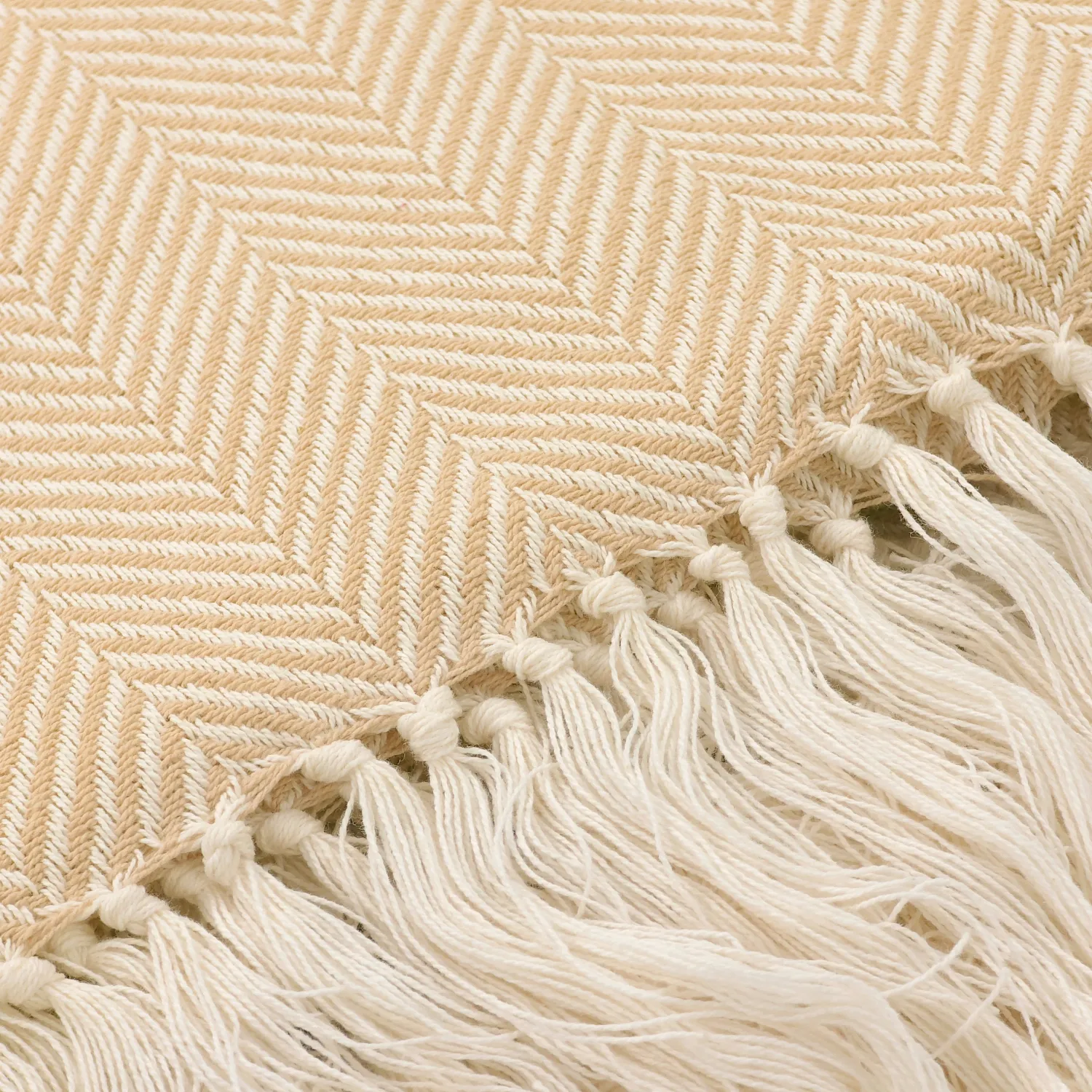 Decken - Baumwolldecke - Denisa Fishbone (beige/weiß)