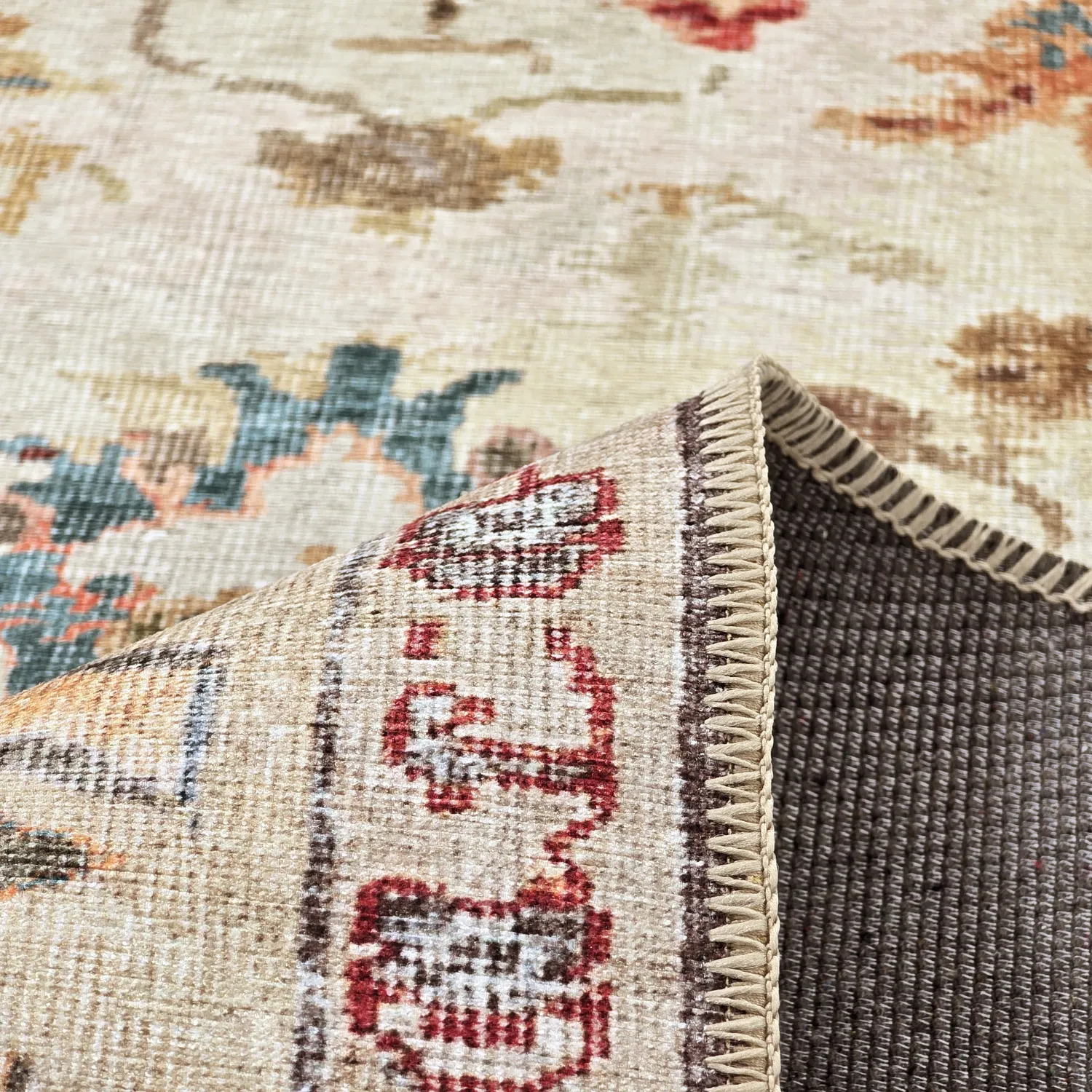 Flachgewebter Teppich - Adira (grau/rosa)