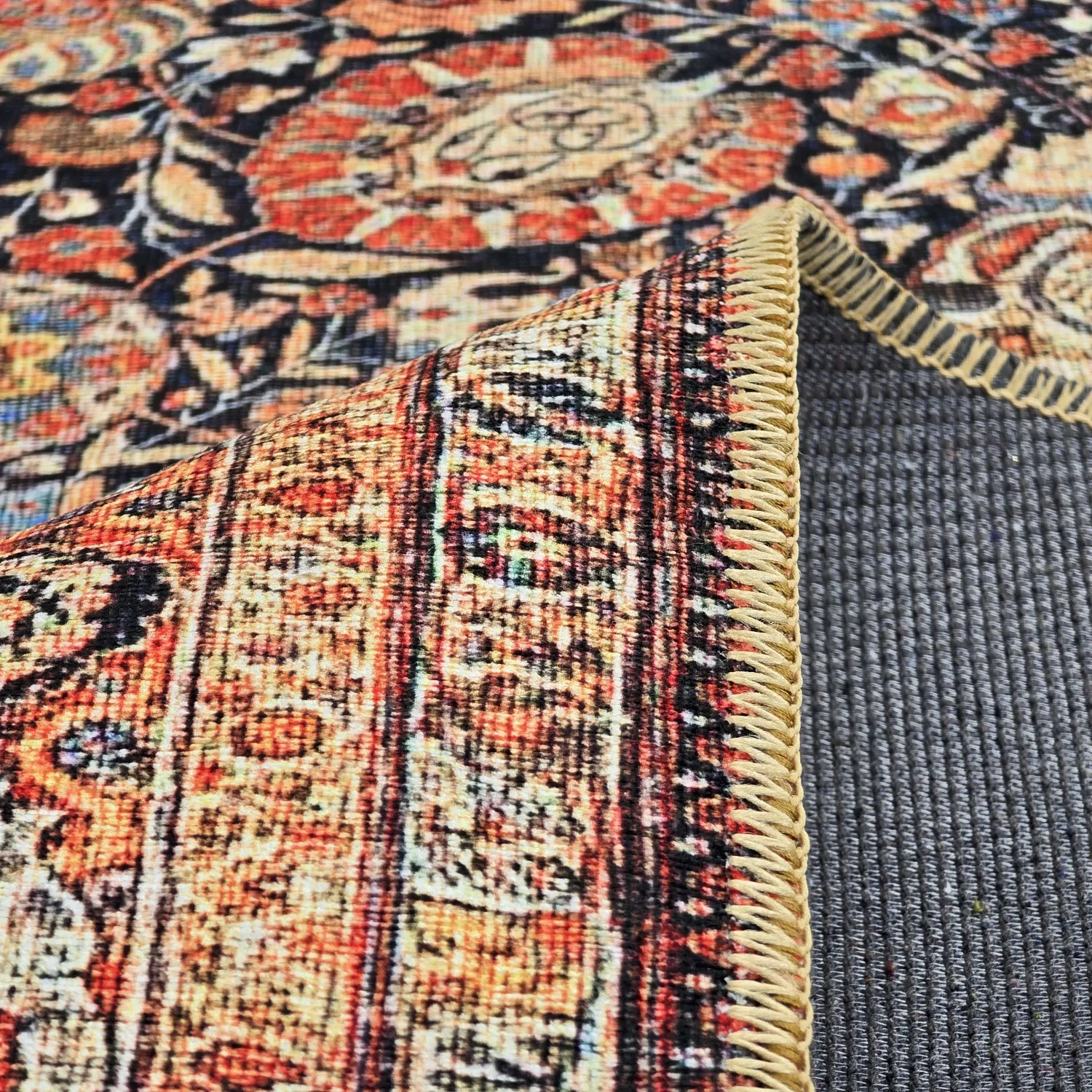 Flachgewebter Teppich - Selamira (blau/mehrfarbig)