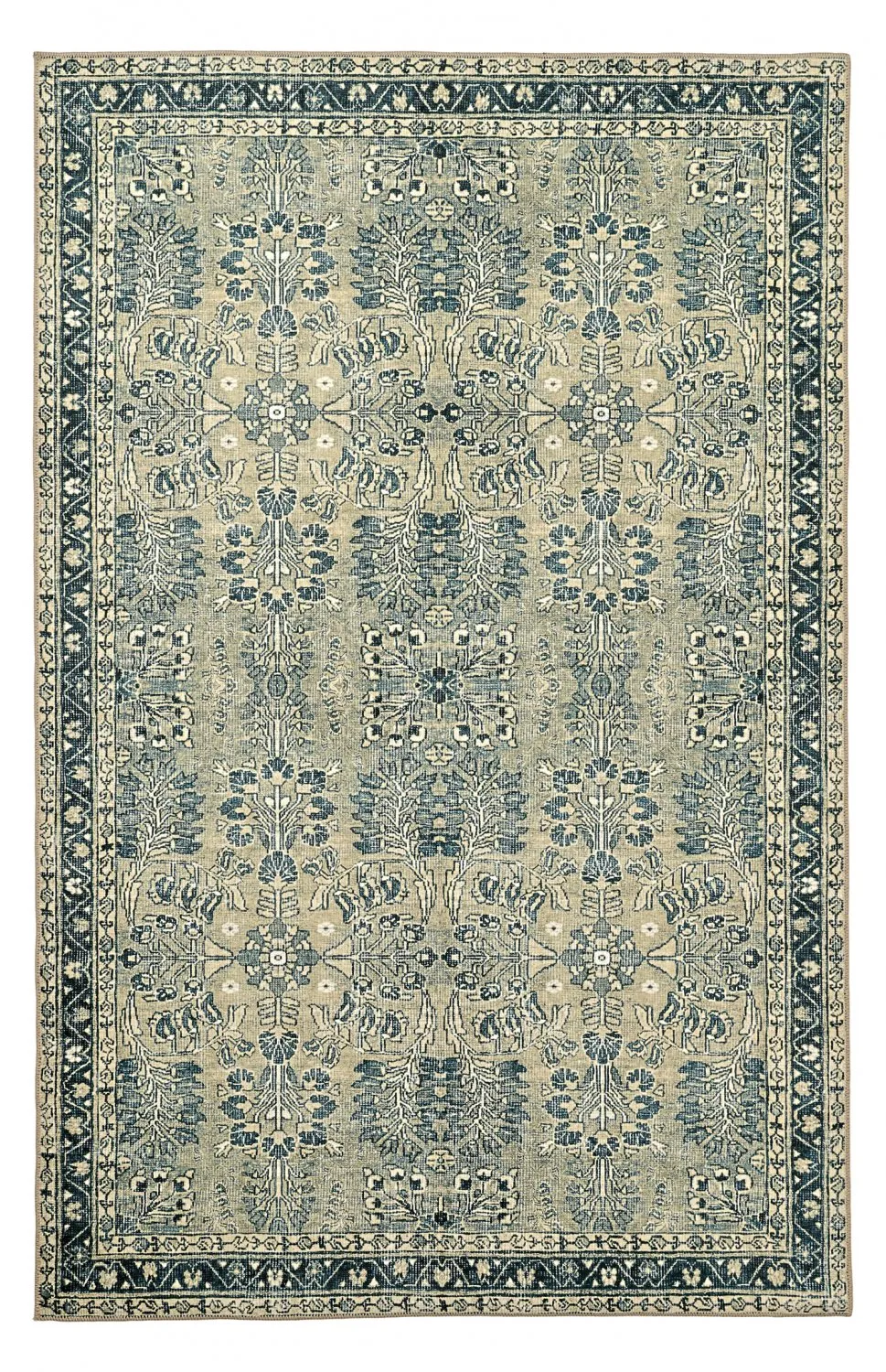 Flachgewebter Teppich - Yasirah (blau/grün)