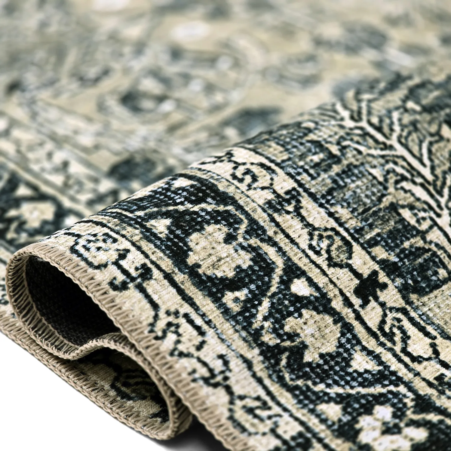 Flachgewebter Teppich - Yasirah (blau/grün)