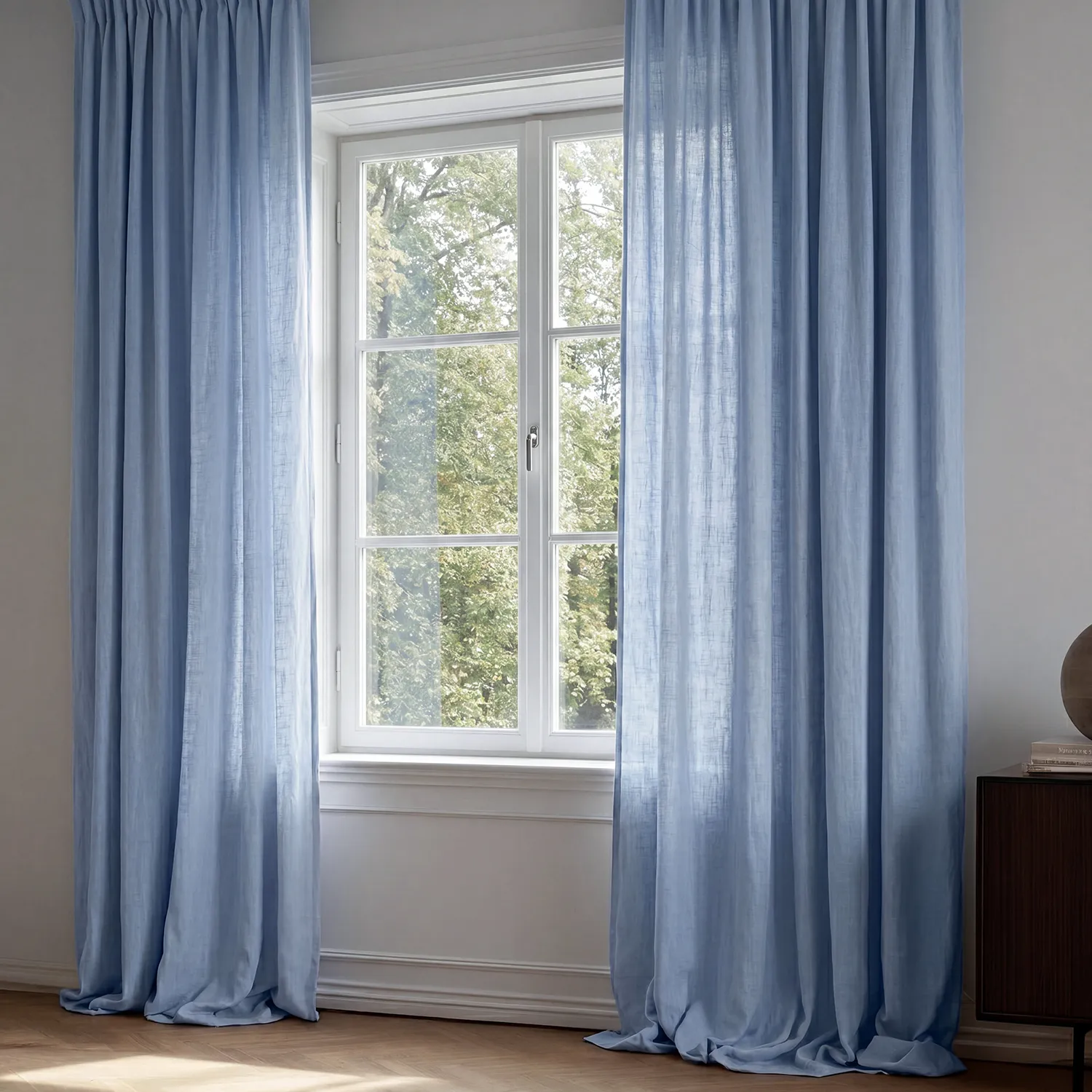 Vorhänge - Gardine in Leinenoptik Andrada (dunkelblau)
