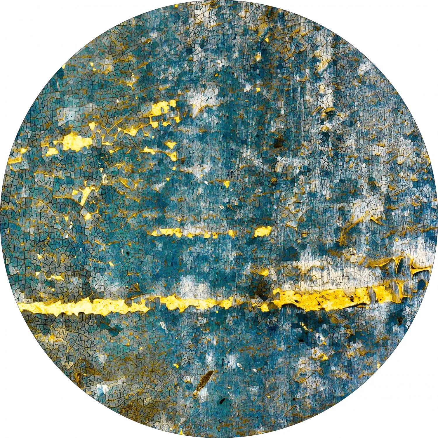 Rund Teppich - Mira (gelb-blau)