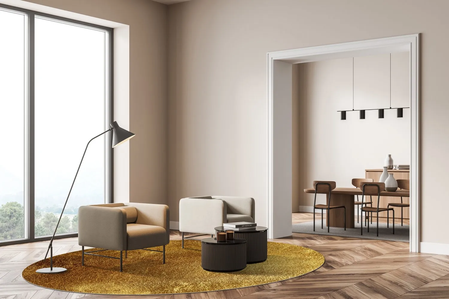 Rund Teppich - Malveira (gold)