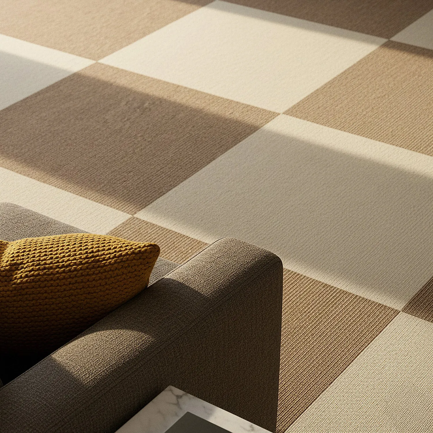 Teppichboden - Almeria Teppichfliesen 24 Stk. (gestreift braun)