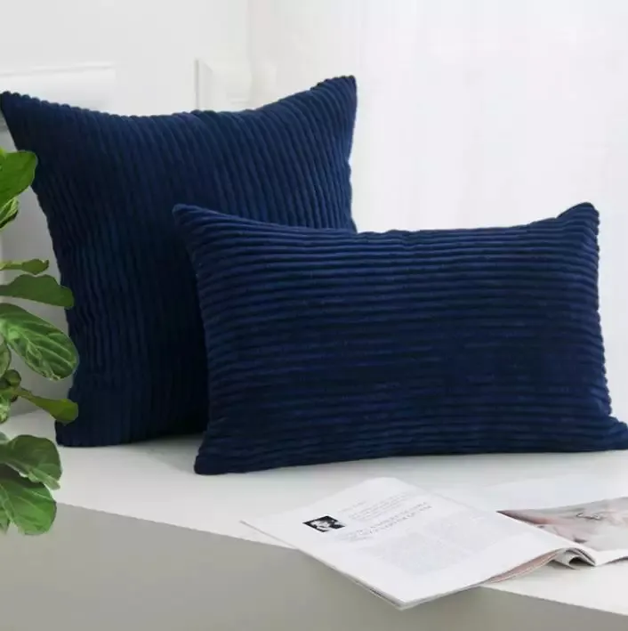 Kissenbezug - Striped Velvet 50 x 50 cm (blau)