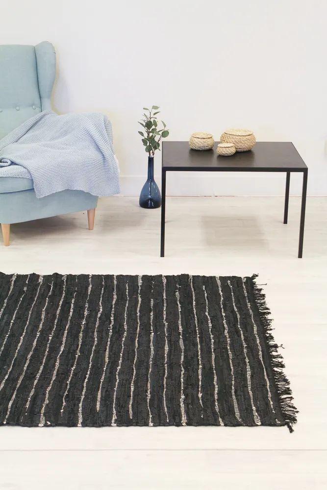 Flickenteppich - Nordal Design (schwarz - 100 % Leder)