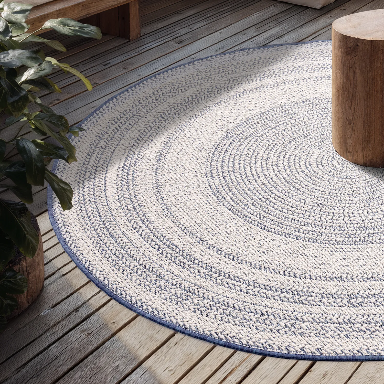 Rund Teppich - Indoor/Outdoor Angus (blau)