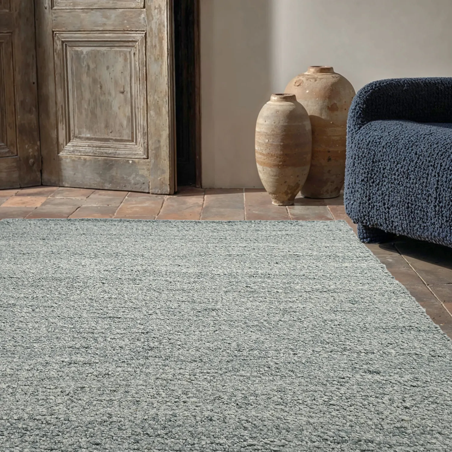 Teppich für innen und außen - Milford Wool Look (hellblau)