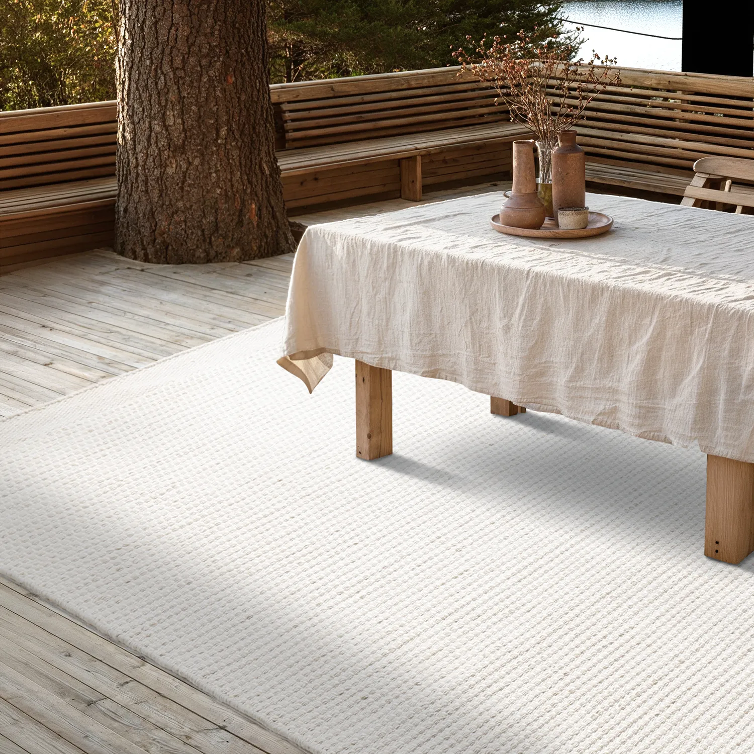 Teppich für innen und außen - Coastal Wool Look (creme)