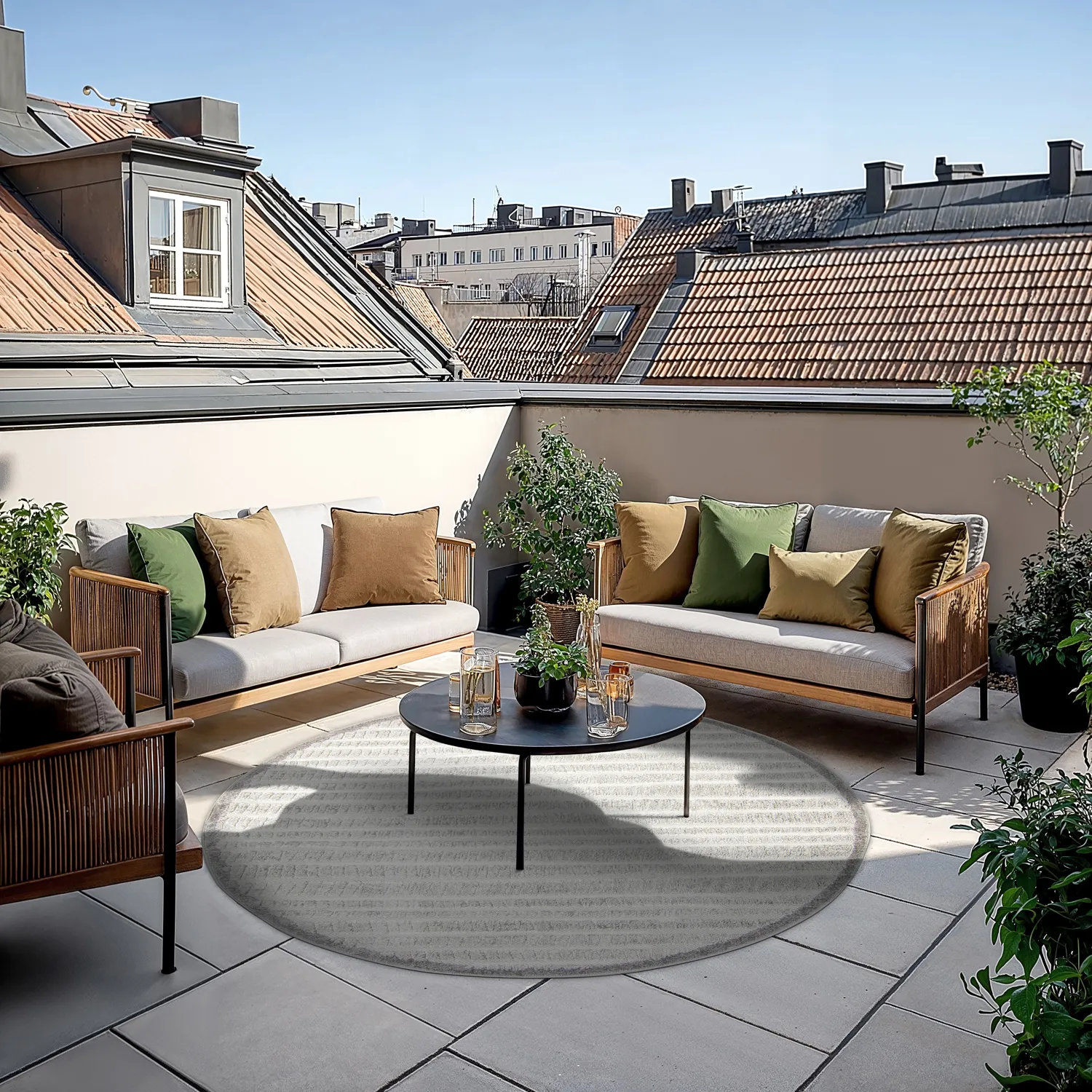 Runde Teppiche - Indoor/Outdoor Kendall (cream/grau)