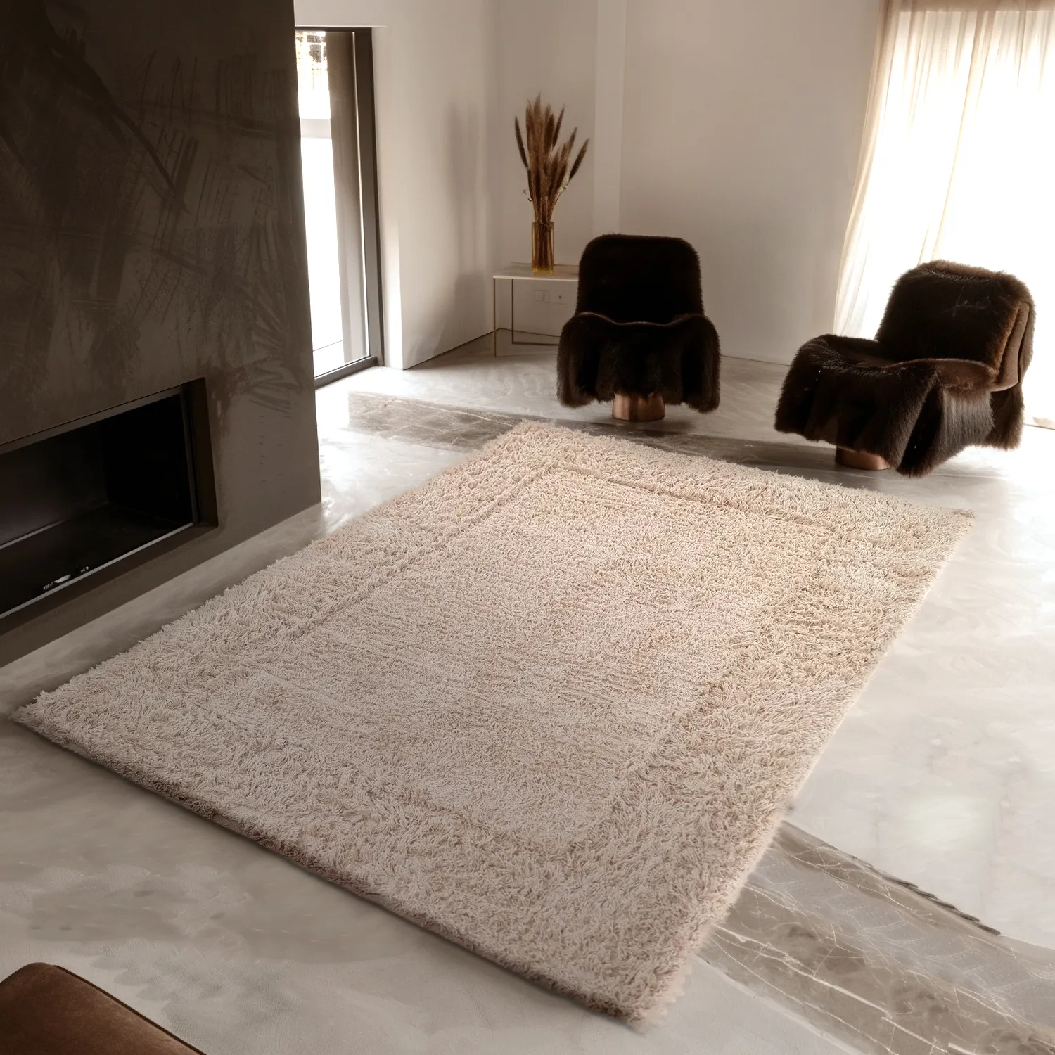 Hochflorteppiche - Aline Natural Cotton Shaggy (beige)