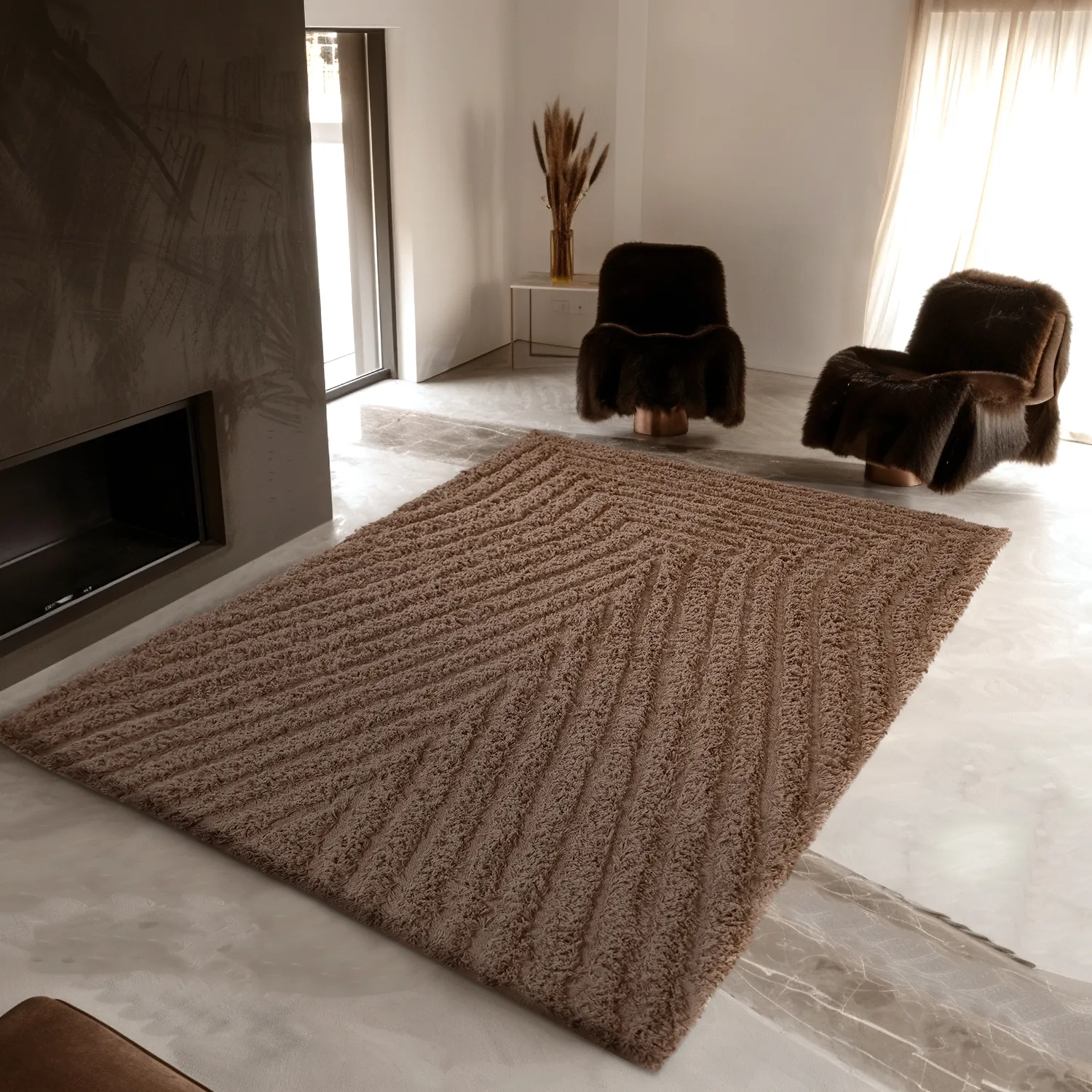 Hochflorteppiche - Kendra Natural Cotton Shaggy (braun)