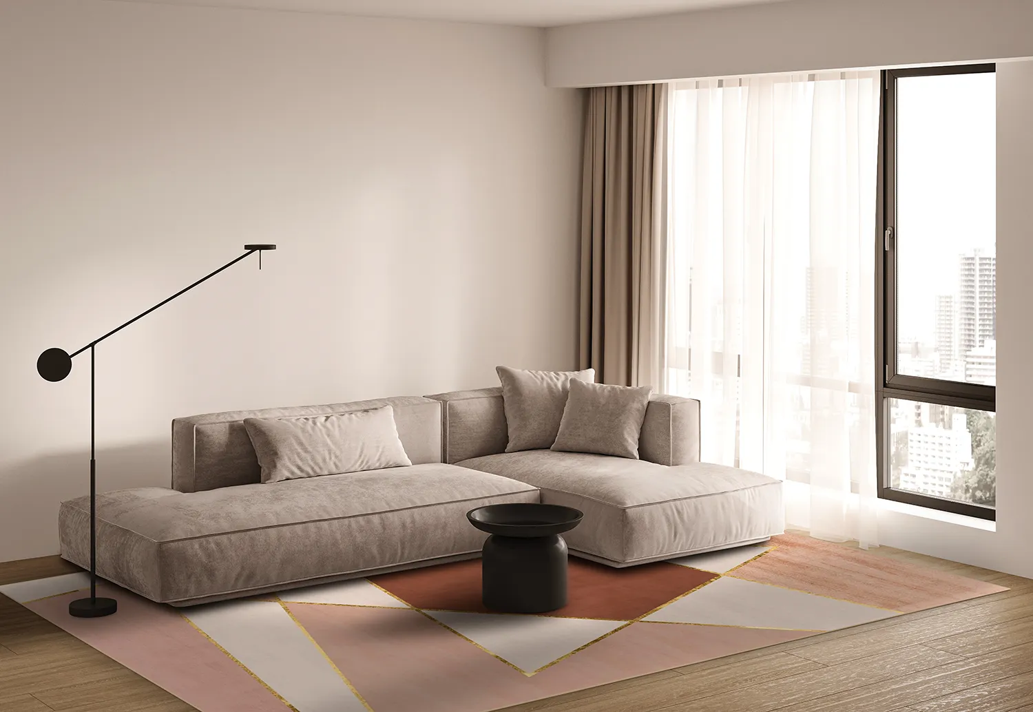 Wilton-Teppich - Jade (beige/rosa)