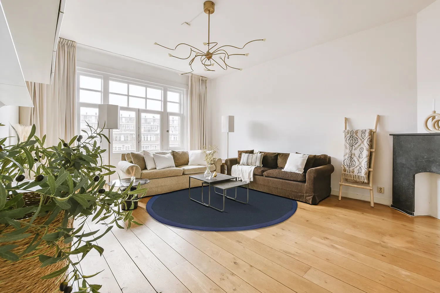 Rund Teppich (sisal) - Agave (dunkelblau)
