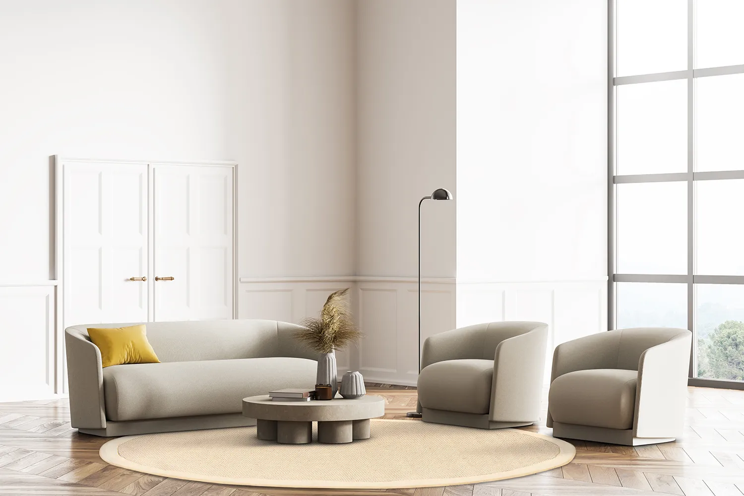 Rund Teppich (sisal) - Agave (beige/beige)