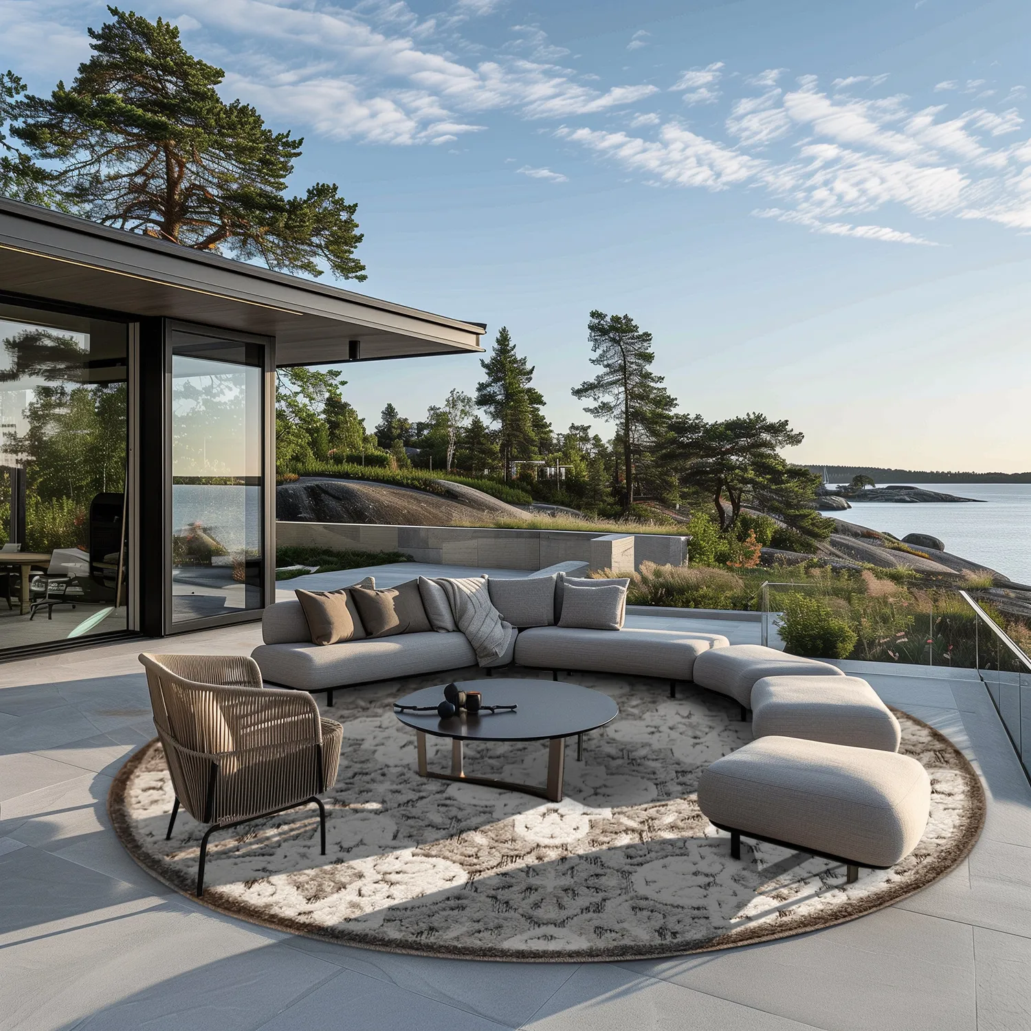 Runde Teppiche - Indoor/Outdoor Hampton (grau)