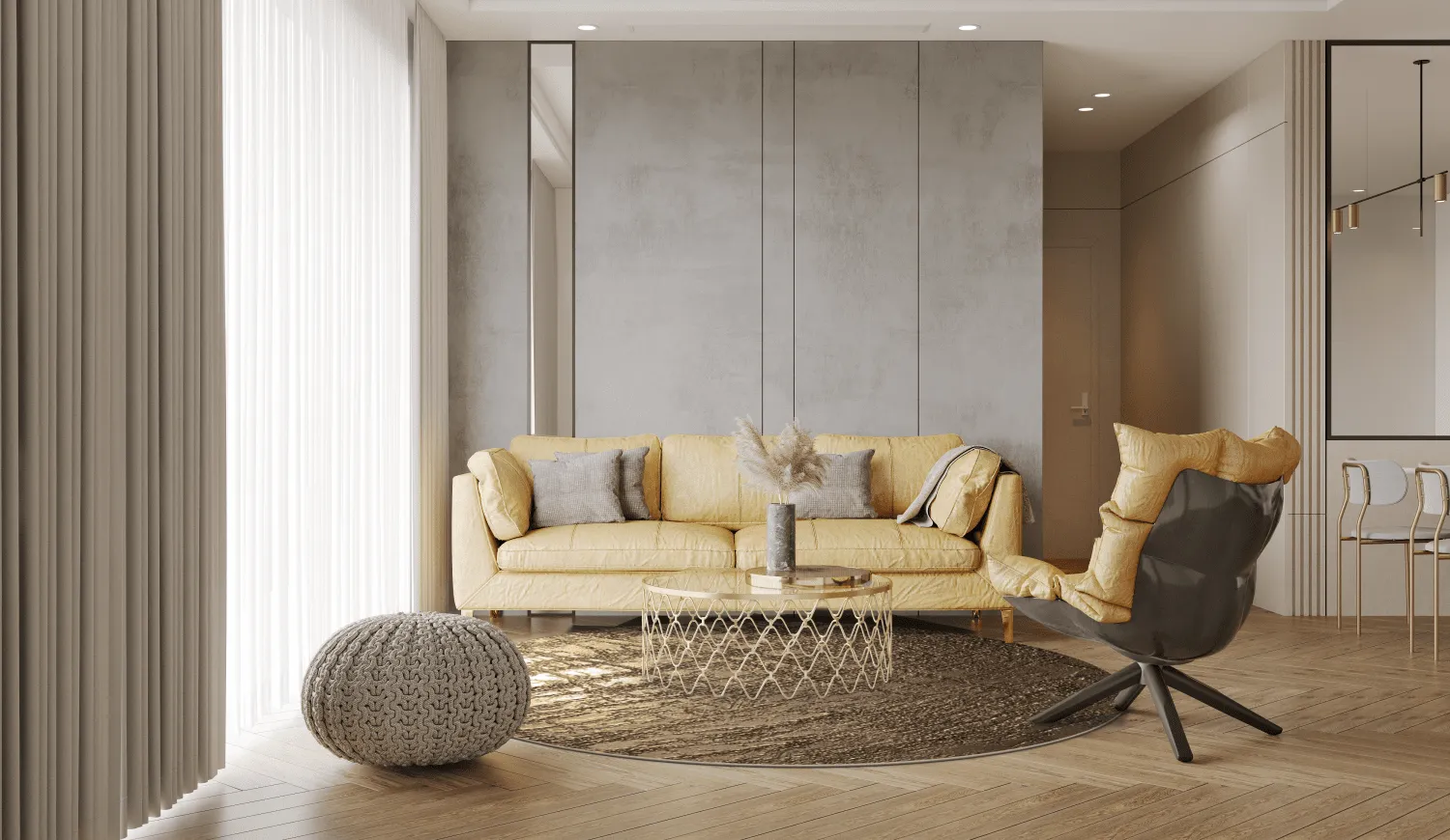 Rund Teppich - Junes (gold)