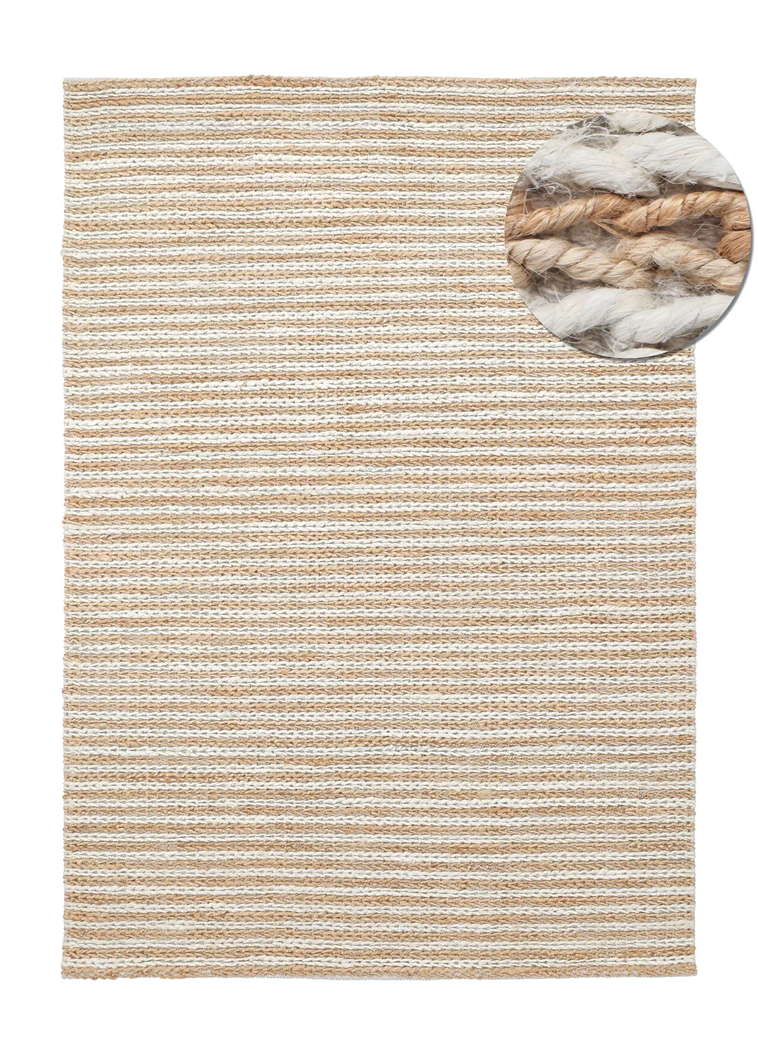 Juteteppich - Howrah Braided Jute (natur/weiß)