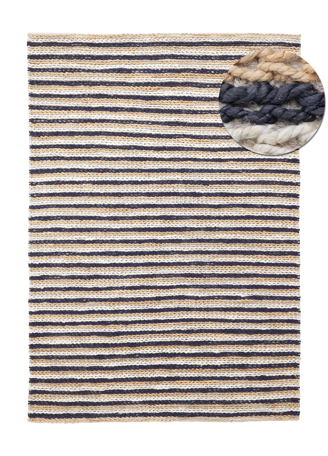 Juteteppich - Howrah Braided Jute (natur/weiß/schwarz)