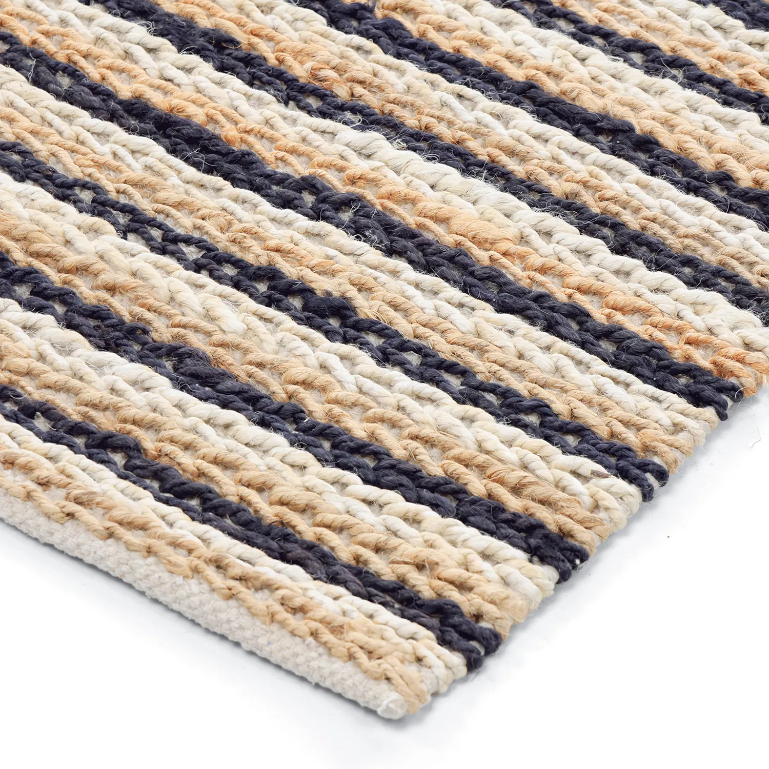 Juteteppich - Howrah Braided Jute (natur/weiß/schwarz)