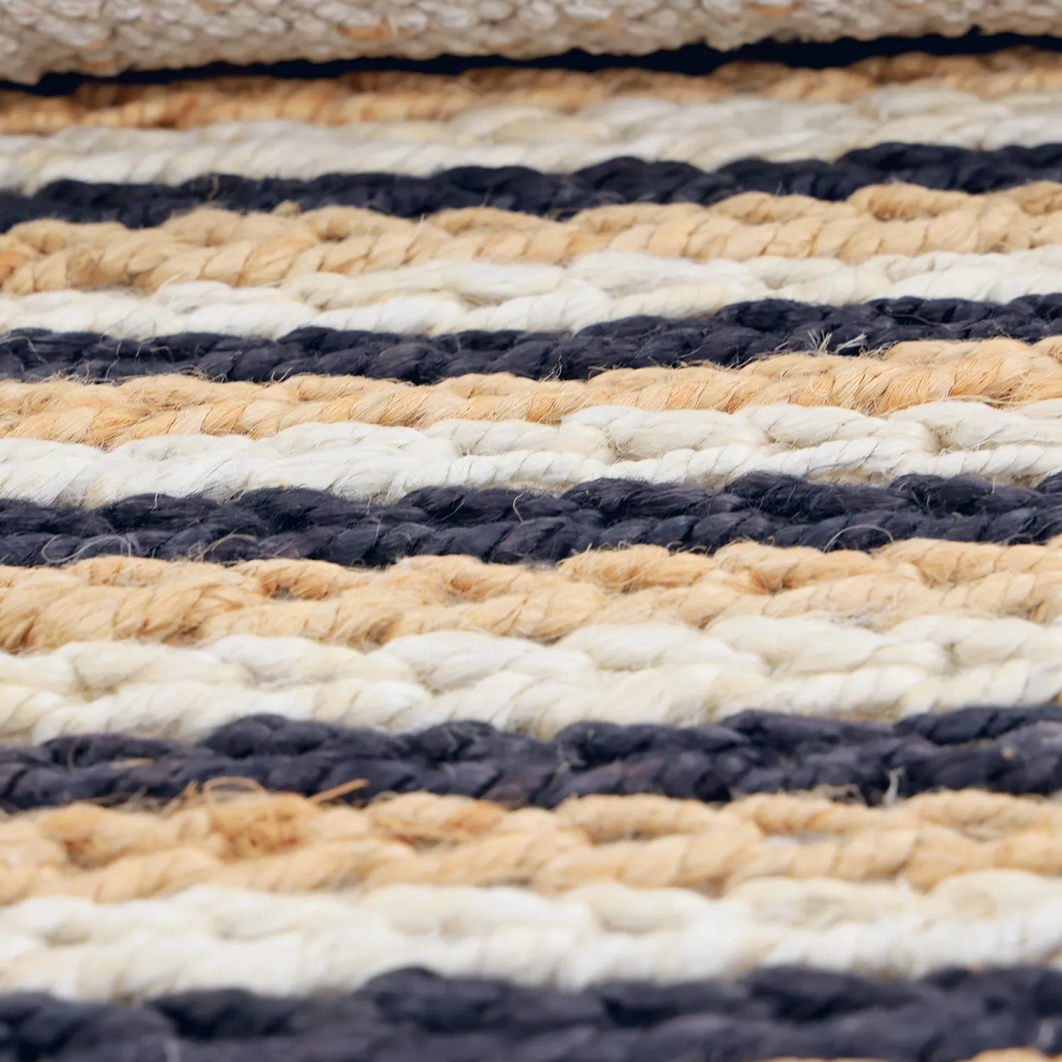 Juteteppich - Howrah Braided Jute (natur/weiß/schwarz)