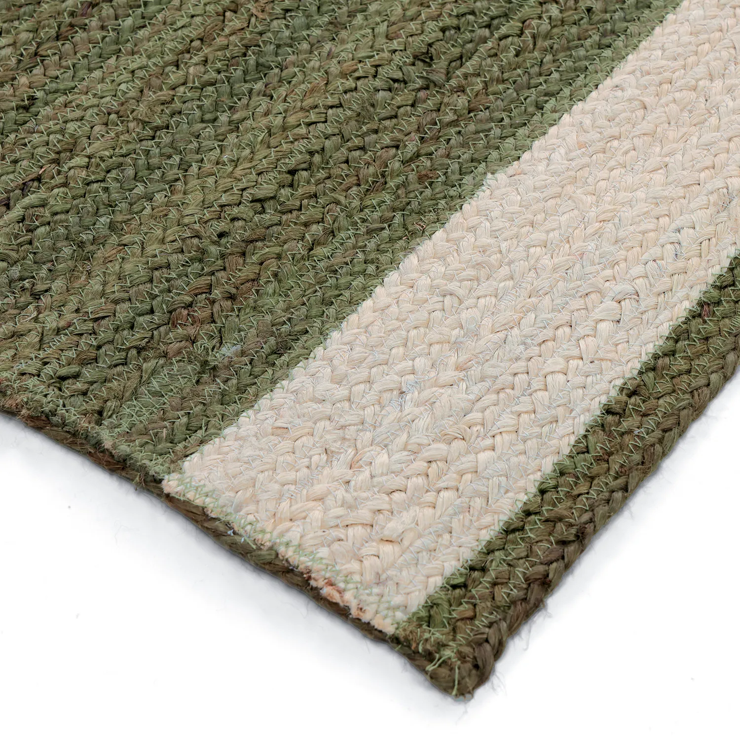 Juteteppich - Senaki (militärgrün/weiß)
